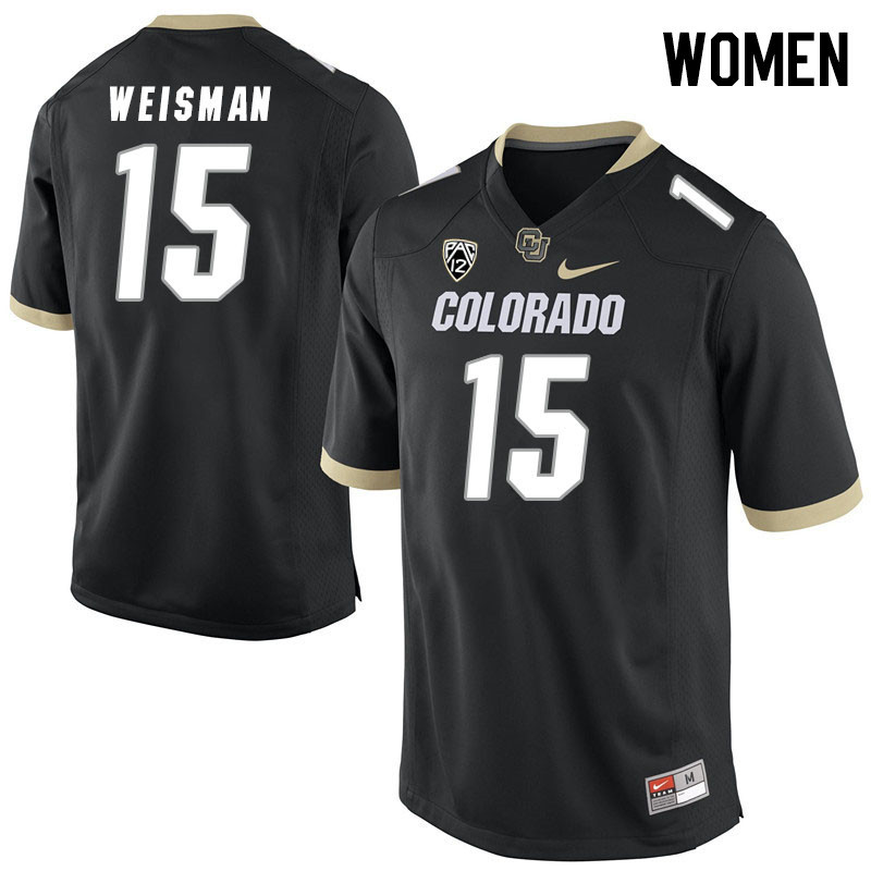 Women #15 Kasen Weisman Colorado Buffaloes College Football Jerseys Stitched Sale-Black - Click Image to Close